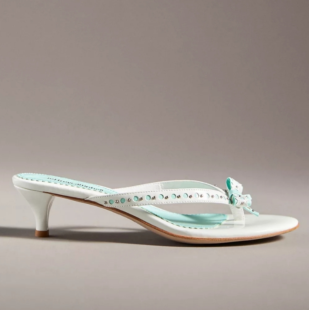 Jeffrey Campbell Bow Kitten-Heel Thong Sandals